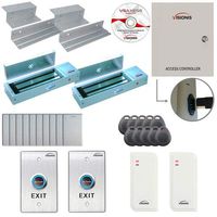 Visionis FPC-6482 Two Door Access Control for Inswing Door 1200lbs MagLock Time Attendance TCP/IP Wiegand Controller, White Card Reader, 10,000 Users Software Included