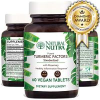 Natural Nutra Turmeric Curcumin with 95% Curcuminoids Extract, Max Potency Anti-Inflammatory Supplement with Rosemary for Brain Health, Calcium for Optimal Absorption, 350 mg, 60 Vegan Tablets