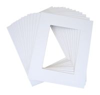 Pack of 10 8x10 White Picture Mats with White Core Bevel Cut for 5x7 Pictures