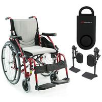 S-Ergo 125 Ergonomic Wheelchair | Seat Size 18" X 17" | Flip-Back Armrest | Upgraded to Elevating Legrests | Frame Color Red & Free 130 dB Black Personal Safety Alarm/Siren!