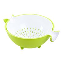 CHICHIC 2 in 1 Kitchen Strainer/Colander Bowl Sets, Large Plastic Washing Bowl and Strainer, Detachable Colanders Strainers Set, Space Saver for Fruits Vegetable Cleaning Washing Mixing, Green