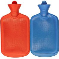 SteadMax 2 Hot Water Bottles, Natural Rubber -BPA Free- Durable Hot Water Bag for Hot Compress and Heat Therapy, Red and Blue (2 Pack)