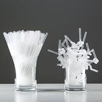 Liangxiang Set Of 200 Flexible Plastic Straws Disposable Bendable Drinking Straws, 10 Inch, Each straw packed individually (Transparent)