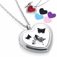 memorial jewelry Silver Aromatherapy Necklace Pendant Perfume Pads 12pcs Essential Oil Diffuser