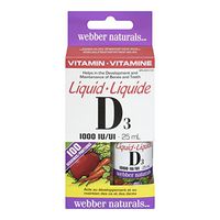 Webber Naturals Vitamin Liquid D3, 1000 IU, 25ml