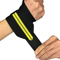 JMsDream Weightlifting Wrist Wraps Wrist Straps Support Braces Belt Protector for Powerlifting Bodybuilding Strength Training One Size fits All Men& Women (Yellow)