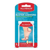 All Health Extreme Hydrocolloid Gel Blister Cushion Bandages, Assorted Sizes Variety Pack, 6 ct | Long Lasting Protection Against Rubbing and Friction for Blisters, 6 Count