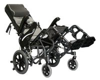 Karman Healthcare VIP-515-TP-18 Foldable Tilt in Space Space Reclining Transport Wheelchair, Diamond Black, 14" Rear Wheels and 18" Seat Width
