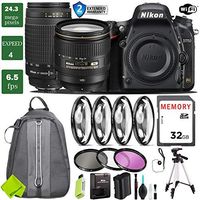 Nikon D750 DSLR Full Frame Camera with 24-120mm VR Lens & Nikon 70-300mm + 4 Piece Macro Close-Up Set + 3PC Filter Kit (UV FLD CPL) + Tripod + Backpack + 2 Year Extended Warranty