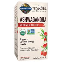 Garden of Life mykind Organics Ashwagandha Stress & Mood 60 Tablets - 600mg Ashwagandha plus Ginger & Probiotics, Supports Healthy Stress Response, Energy Levels - Organic Non-GMO Vegan & Gluten Free