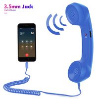 Cell Phone Handset,Retro Telephone Handset Anti Radiation Receivers 3.5MM for iPhone iPad,Mobile Phones,Computer Dark Blue