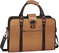 ZipperNext ZN Leather Laptop Briefcase Messenger Bag - Brown Croco Design - Back to School Sale