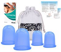 Silicone Cupping Therapy Set Anti Cellulite Cups (4pcs Kit) w/Free E-Book & Instruction (PDF) Full Body Vacuum Suction Cupping Massage - FDA Approved - Natural Pain Relief (2 Medium + 2 Large)