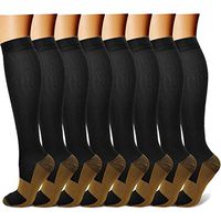 Copper Compression Socks (8 Pairs) 15-20 mmHg is BEST Graduated Athletic & Medical for Men & Women Running Travel Nurses Pregnant - Boost Performance, Blood Circulation & Recovery(L/XL,Multicolour 01)