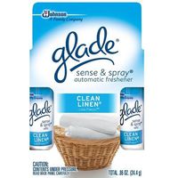 Glade Sense & Spray Clean Linen Refill Twin, 0.86 Oz (Pack of 5 )