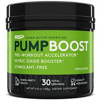 RSP Pump Boost - Stimulant Free Pre Workout & Nitric Oxide Booster, N.O. Boost for Enhanced Pumps, Energy Boost, and Improved Training Endurance, Unflavored (Packaging May Vary)