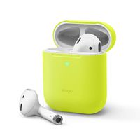 elago Upgraded AirPods Case (Front LED Visible) Protective Slim Cover (with no Hinge) Compatible with Apple AirPods 2 and 1 (Neon Yellow)
