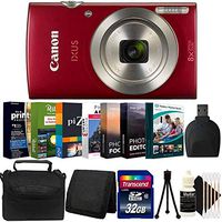 Canon PowerShot IXUS/ELPH 180 8X Optical Zoom Ultra Slim Digital Camera with Photo Editing Software Bundle