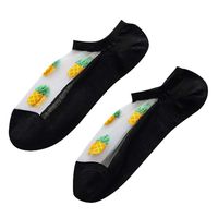 Women Lace No Show Socks Novelty Fruit Print Invisible Low Cut Socks Silky Sheer Short Stockings Anti-Slip Hidden Crystal Hosiery Casual Sock