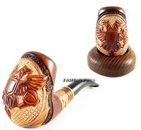 New Wood Tobacco Smoking Pipe "Double Eagle" Fashion Designed Wooden pipes Handcrafted and Pouch GIFT!