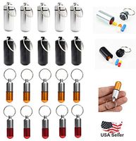 Medicine Pill Container Box Bottle Case Key Chain Holder Waterproof Aluminum 20 Pack