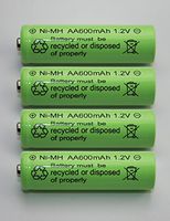 BRIGHT ZEAL Pack Of 4 AA High Capacity Battery Replacements for Solar Garden Lights 204 (1.2V, 600mAh) 1012
