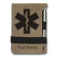 Mini Notepad, Star of Life, Personalized Engraving Included (Light Brown)