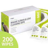 Ringke Screen and Lens Cleaning Wipes, 200 Pre-Moistened Wet Alcohol Wipes Streak Free Portable Individually Wrapped Cleaning Towelettes for Camera, Cell Phone, Eyeglasses, and More