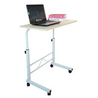 Azadx Side Table, Laptop Stand Adjustable 34.25" Notebook Computer Standing Desk Portable Cart Tray Side Table with 4 Wheels for Bed Sofa Hospital Reading Eating (Wood)