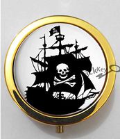 BlackKey Pirate Skull Crossed Swords Pattern 3-Compartment Decorative Pocket Gift Box Case Organizer for Pill, Color 2 -94