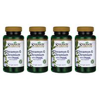 Swanson Cinnamon & Chromium with Chromax 60 Veg Capsules (4 Pack)