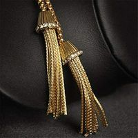 Fashion Lady Gold Color Long Tassel Necklace Pendant Sweater Chain Jewelry Gift Pretty Beautiful Stylish For gift Lovely Cheap Jewerly Aesthetic Womens
