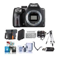 Pentax K-70 24MP FHD Digital SLR Camera Body, Black - Bundle w/32GB SDHC U3 Card, Holster Case, Spare Battery, Tripod, Cleaning Kit, Memory Wallet, Card Reader, Triple Shoe V Bracket, Software Pack