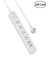 Surge Protector Power Strip - NTONPOWER Flat Plug Power Strip with USB, 15ft Extra Long Extension Cord, 4 Outlets 4 USB Desktop Charging Station, 1700 Joule, Circuit Breaker, for Home, Office and More