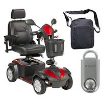 Drive Ventura Power Mobility Scooter, 4 Wheel, 20" Captains Seat & Free 130 dB Silver Personal Safety Alarm/Siren! + Front Zip Pocket Medical Utility Black Bag!