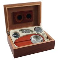 Burl Wood Humidor 6 Piece Cigar Gift Set