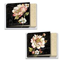 Botanica - Assortment of 12 Blank Note Cards with Envelopes (4 x 5.12 Inch) - Boxed All-Occasion Floral Notecards - Classic Rose Flower Greeting Card Set (6 Each, 2 Designs) MQ4610OCB-B6x2