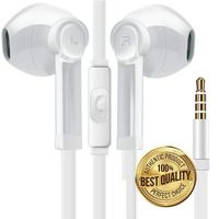 BUDZ Premium Sound Headphones Noise Isolation Earphones Earbuds Bass Enhance Stereo with Microphone Remote Control Compatible for Smartphones Tablets - Samsung/iPhone/LG/Sony/HPC-White