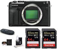 FUJIFILM GFX 50R Medium Format Mirrorless Camera Body (USA Warranty) Bundle, Includes: SanDisk 64GB Extreme PRO SDXC Memory Card (2X) + Card Reader + Memory Card Wallet + Lens Cleaning Kit