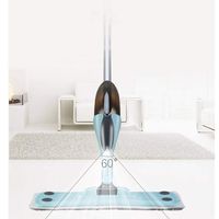 Spray Mop, Squeegee and Window Scrubber with Spray Head, Floor Wet Mop with 500ml Refillable Bottle and Microfiber Pads, 360° Rotation Flat Dust Mop for Hardwood and Tile Floor Cleaning-Blue