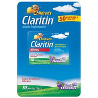 Claritin Children's 24 Hour Non-Drowsy Allergy 5mg Grape Chewable Tablet 50 ct. A1