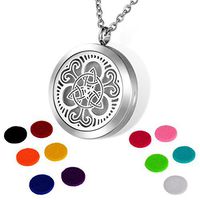 HOUSWEETY Aromatherapy Essential Oil Diffuser Necklace-Stainless Steel Locket Pendant,11 Refill Pads (Engraving)