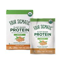 Superfood Protein by Four Sigmatic, Organic Plant-Based Protein with Chaga Mushroom & Ashwagandha, Supports Immune Function & Muscle Repair, Portable + Peanut Butter, 10 Count