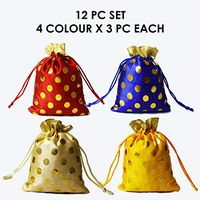 Craftsman 12 pcs Handmade Potli Pouch Bag. Dry Fruit Gift Packaging Bag. Diwali Gift Packaging