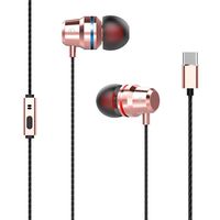 in-Ear Headset,Sacow Type C USB-C Headset Headphone Earbuds Wire-Controlled Mic (Rose Gold)