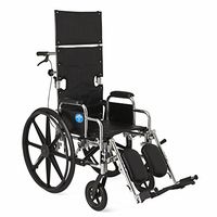 Medline Reclining Wheelchair, Wide Seat, Desk Length Arms, Elevating Legrests, Chrome Frame Seat 17 X 20 inches,