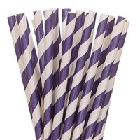 Dark Purple Striped Paper Straws (100)