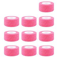 HOUTBY 10 Pack 1 inch Self Adhesive Cohesive Wrap Bandages Strong Elastic First Aid Tape Pink Wrist Ankle 2.5mx5cm