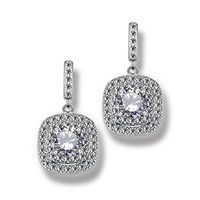 Goober Liu Square Modeling Fashion Crystal Earrings,Zircon-Gemstone Eardrop, 1 Pair (White)