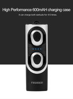 Fineblue Wireless Bluetooth 5.0 Headset Earbud High Resolution Sound Binaural Bluetooth Earphones with Magnetic Charging Socket Black White